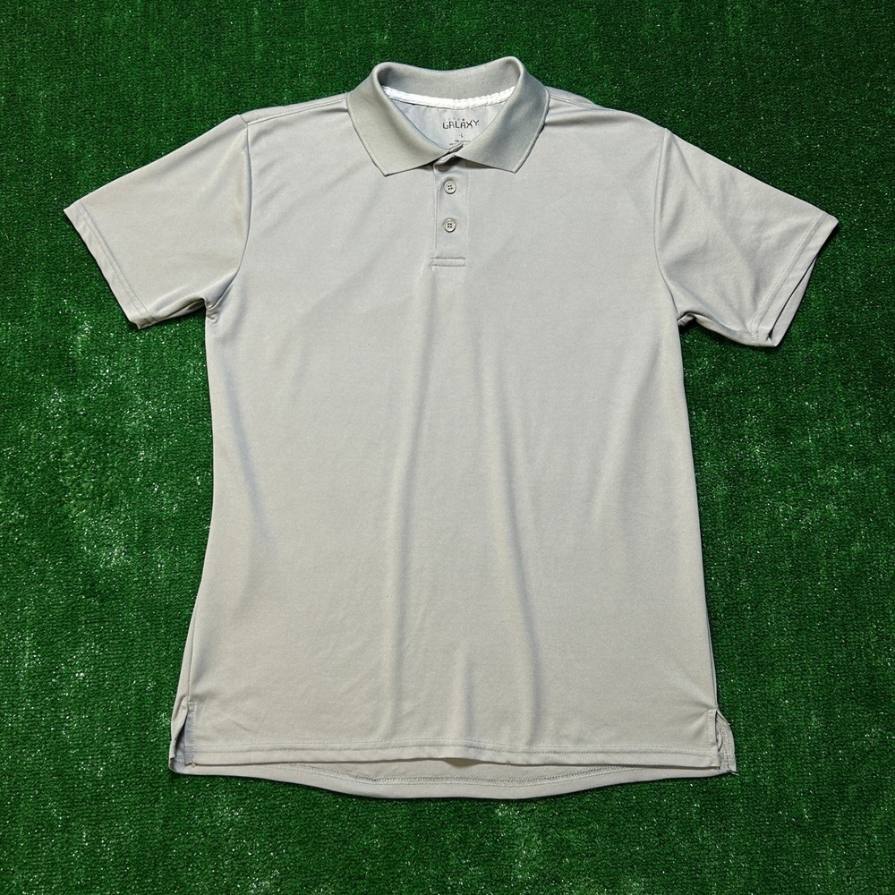 Galaxy By Harvic Polo Shirt Short Sleeve Performance Activewear Grey Large